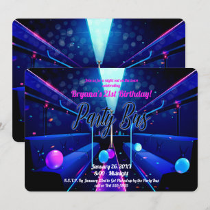 Invitation Bus de fête éclairage fête club hopping 21e annive