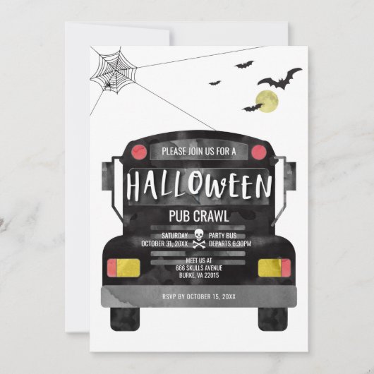 Invitation Bus de la fête d'Halloween (Devant)
