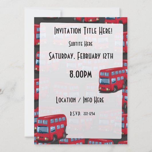 Invitation Bus de Londres (Dos)