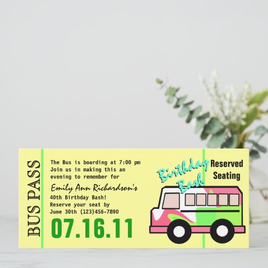 Invitation Bus Pass Anniversaire (Debout devant)