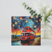 Invitation Bus Red Double Decker La Nuit Étoile, (Debout devant)