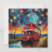 Invitation Bus Red Double Decker La Nuit Étoile, (Dos)