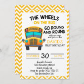 Invitation Bus scolaire Jaune Cute Boy fête d'anniversaire (Devant / Derrière)