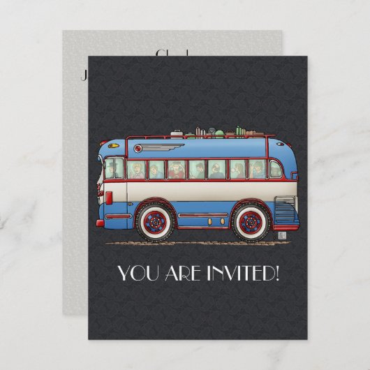 Invitation Bus Tour Cute (Devant / Derrière)