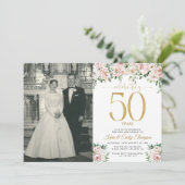 Invitation Bush Floral Rose 50e Anniversaire (Debout devant)