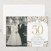 Invitation Bush Floral Rose 50e Anniversaire (Devant / Derrière)