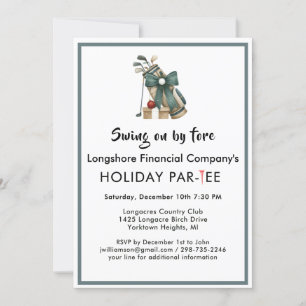 Invitation Business Christmas Golf Theme Party Par Tee