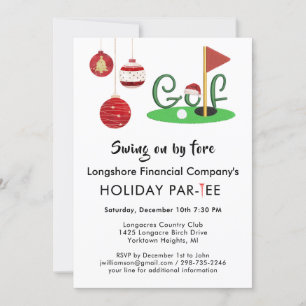 Invitation Business Christmas Golf Theme Party Par Tee
