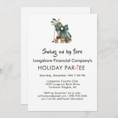 Invitation Business Christmas Golf Theme Party Par Tee (Devant / Derrière)