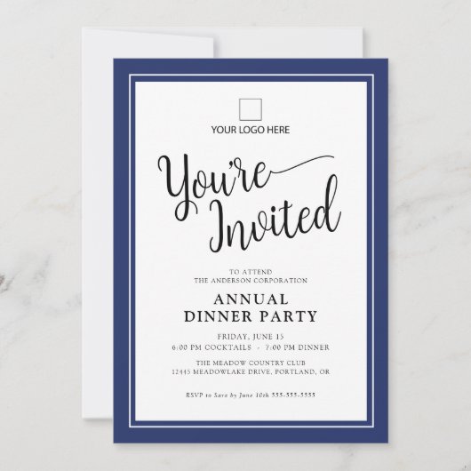 Invitation Business Corporate Annual Party Élégant Script (Devant)