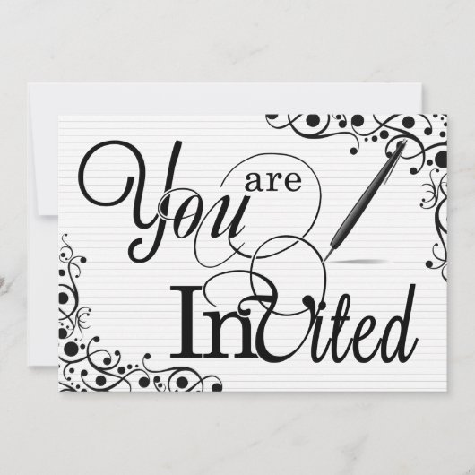 Invitation Business Event ou Party Classic Noir et Blanc (Devant)