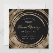 Invitation Business Grand Ouverture Chic Black & Gold Glitter (Devant)
