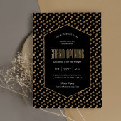 Invitation Business Grand Ouverture Chic Black & Gold Glitter