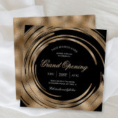 Invitation Business Grand Ouverture Chic Black & Gold Glitter