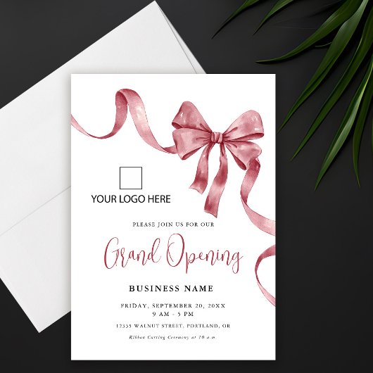 Invitation Business Grand Ouverture Moderne Logo De Ruban