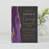 Invitation Business Grand Ouverture Purple Or Agate foncé (Debout devant)