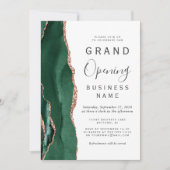 Invitation Business Grand Ouverture Vert Rose Gold Agate (Devant)