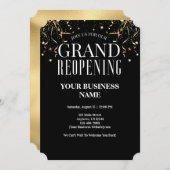 Invitation Business Grand Réouverture Faux Gold Confetti Star (Devant / Derrière)