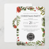 Invitation Business Logo Christmas Holiday Party (Devant / Derrière)