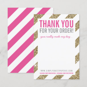 Invitation BUSINESS MERCI NOTE parties scintillant or rayé ro