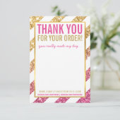 Invitation BUSINESS MERCI NOTE parties scintillant rose or ra (Debout devant)