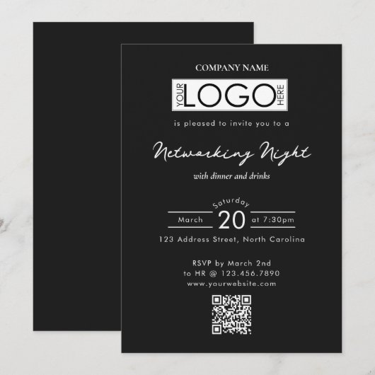 Invitation Business Networking Dinner Event Logo QR Code (Devant / Derrière)