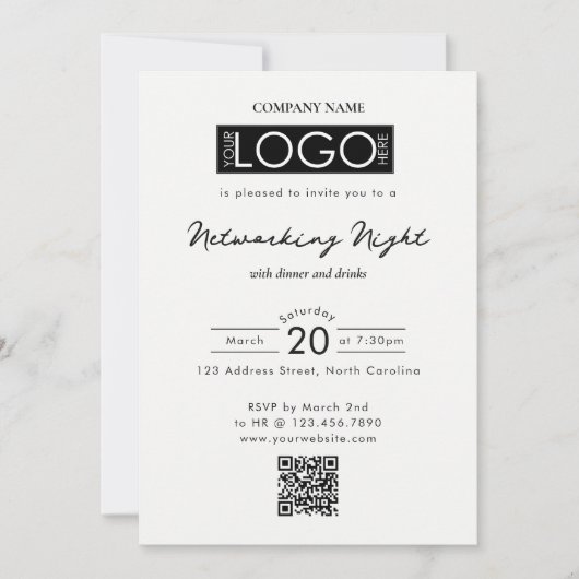Invitation Business Networking Dinner Event Logo QR Code (Devant)