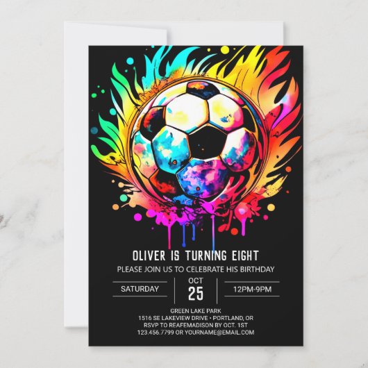 Invitation But Whimsical Editable Soccer Anniversaire (Devant)