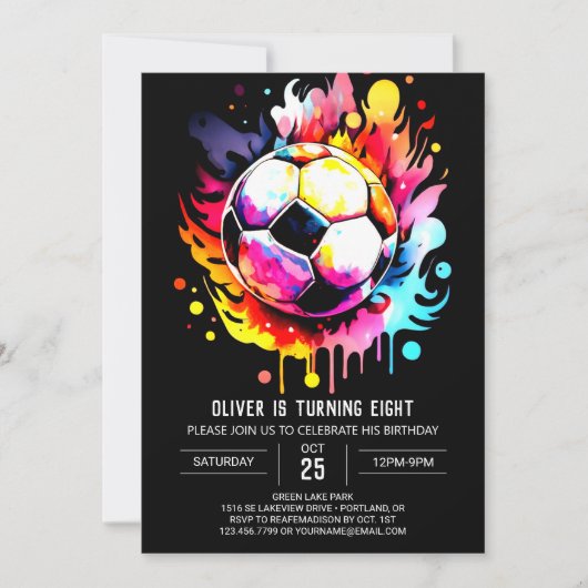 Invitation But Whimsical Editable Soccer Anniversaire (Devant)