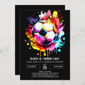 Invitation But Whimsical Editable Soccer Anniversaire (Devant / Derrière)
