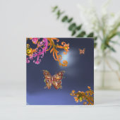 Invitation BUTERFLY TOPAZ BLEU, rose vif orange brun (Debout devant)