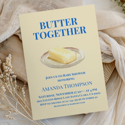 Invitation Butter Yellow Gingham Blue Boy Baby Shower