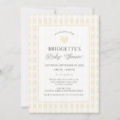Invitation Butter Yellow Plaid Baby Shower Chic (Devant)