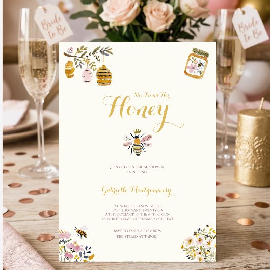 Invitation Butter Yellow She Found Her Honey Bee Bridal Party