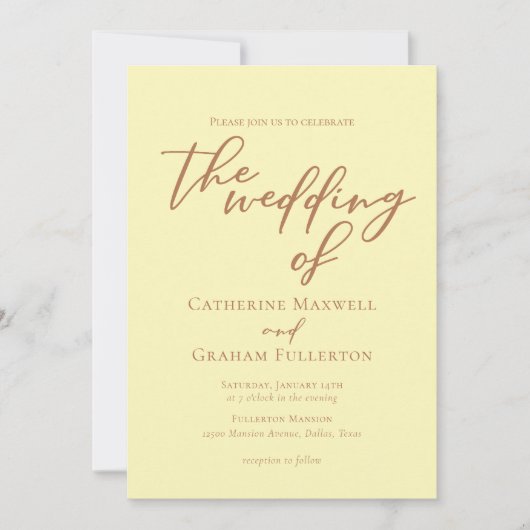 Invitation Butter Yellow Typography Minimalist Wedding (Devant)