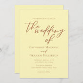 Invitation Butter Yellow Typography Minimalist Wedding (Devant / Derrière)