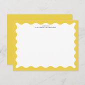 Invitation Butter Yellow Wavy Frame Note Card (Devant / Derrière)