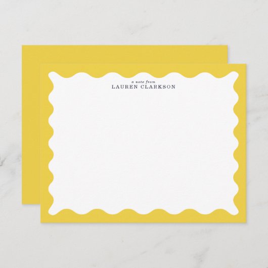 Invitation Butter Yellow Wavy Frame Note Card (Devant / Derrière)