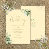 Invitation Buttercup Yellow Greenery Monogram Wedding