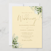 Invitation Buttercup Yellow Greenery Monogram Wedding (Devant)
