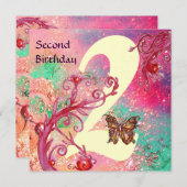 Invitation BUTTERFER À SPARKLES Deuxième fête d'anniversaire (Devant / Derrière)