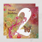 Invitation BUTTERFER DANS SPARKLES Deuxième Anniversaire de l (Devant / Derrière)