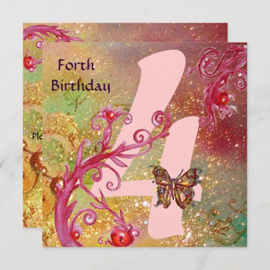 Invitation BUTTERFER EN ÉCLAIRAGE Pour la fête d'anniversaire (Devant / Derrière)