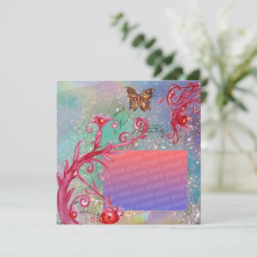 Invitation BUTTERFER EN Mariage Bleu SPARKLES Modèle photo (Debout devant)