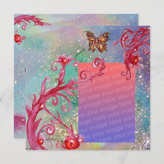 Invitation BUTTERFER EN Mariage Bleu SPARKLES Modèle photo (Devant / Derrière)