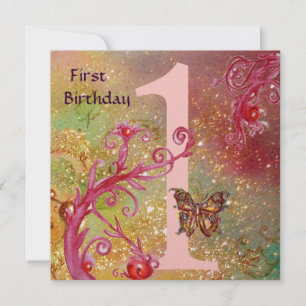 Invitation BUTTERFER EN OR SPARKLES 2 Première fête d'anniver