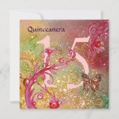 Invitation BUTTERFER EN OR SPARKLES Quinceanera Anniversaire (Devant)