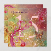 Invitation BUTTERFER EN OR SPARKLES Quinceanera Anniversaire (Devant / Derrière)