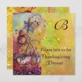 Invitation BUTTERFER PLANTE MONOGRAM Thanksgiving Dîner (Devant / Derrière)