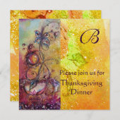 Invitation BUTTERFER PLANTE MONOGRAM Thanksgiving Diner Ice (Devant / Derrière)